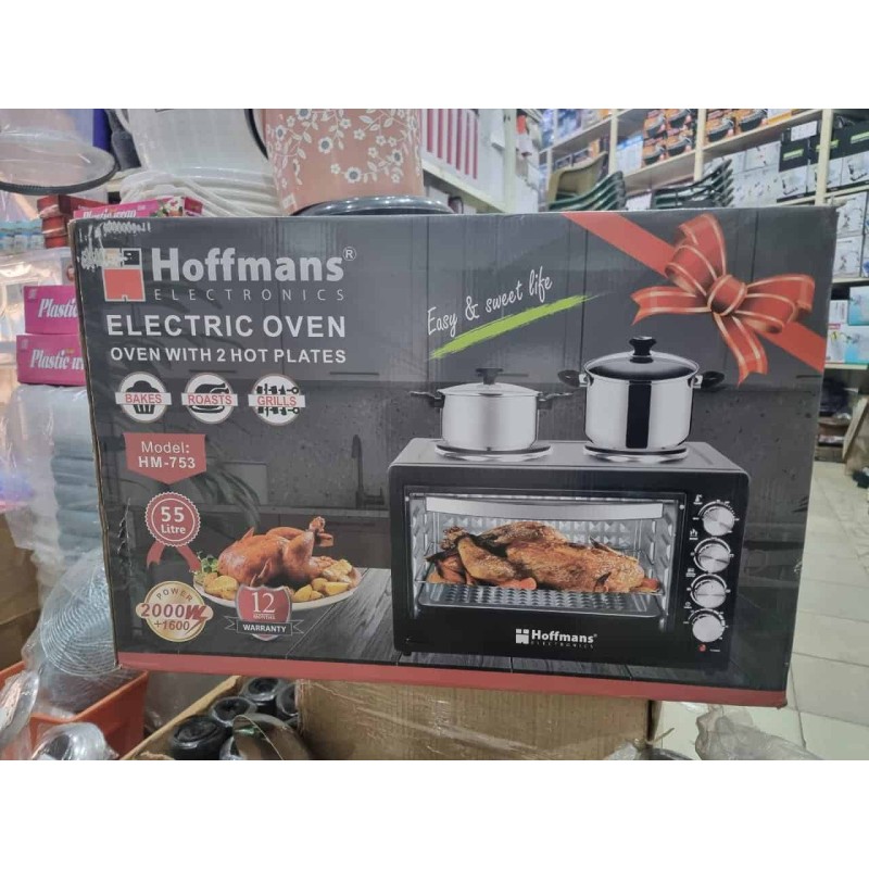 Hoffmans Four Combiné 2 Plaques, 55 L, Thermostat & Minuterie