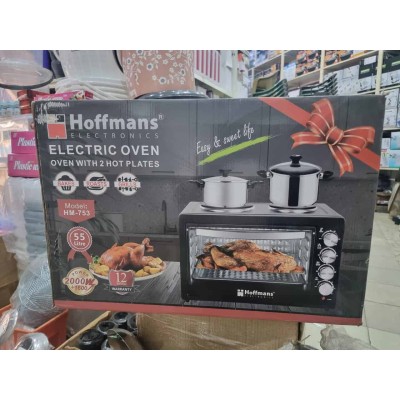 Hoffmans Four Combiné 2 Plaques, 55 L, Thermostat & Minuterie