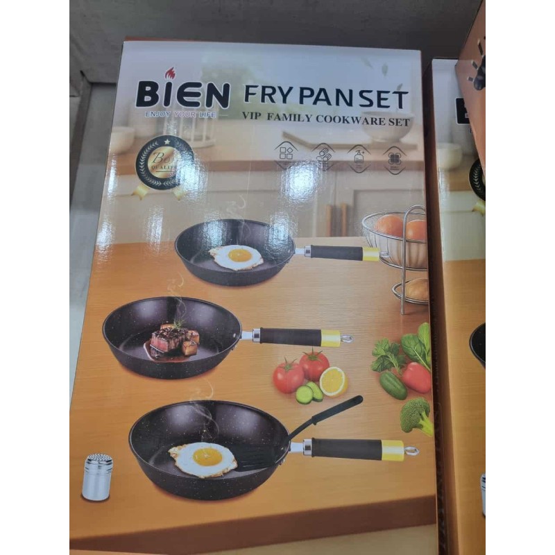 Ensemble de Poêles à Frire 30/28/26 cm + Spatule & Pot à Épices Offerts