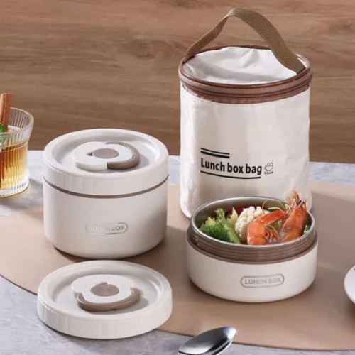 2 Boîtes à Lunch Isothermes en Acier Inoxydable avec Sac Thermique