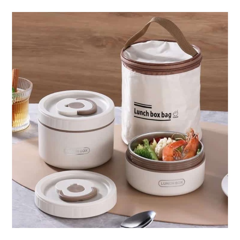 2 Boîtes à Lunch Isothermes en Acier Inoxydable avec Sac Thermique