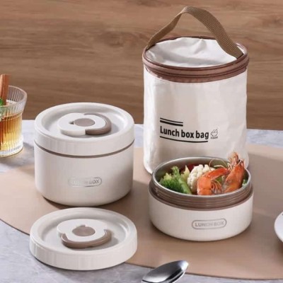 2 Boîtes à Lunch Isothermes en Acier Inoxydable avec Sac Thermique