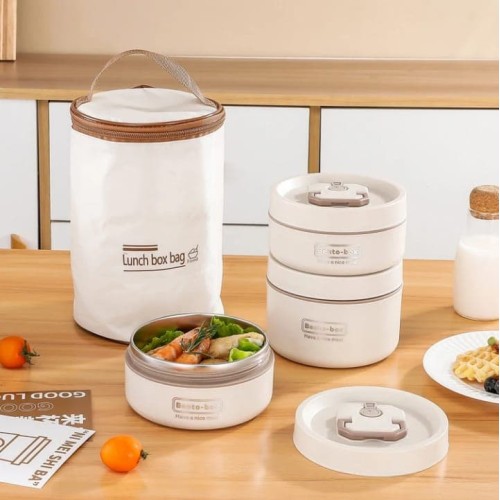 2 Boîtes à Lunch Isothermes en Acier Inoxydable avec Sac Thermique 2