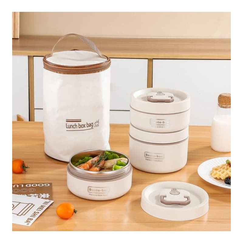 2 Boîtes à Lunch Isothermes en Acier Inoxydable avec Sac Thermique