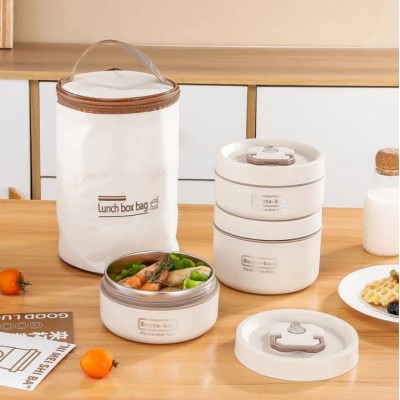 2 Boîtes à Lunch Isothermes en Acier Inoxydable avec Sac Thermique