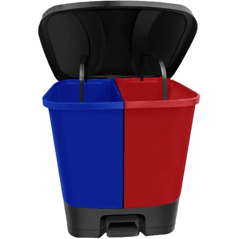 Poubelle double 2 × 18,5 L – Tri sélectif, pédale mains libres, bacs amovibles