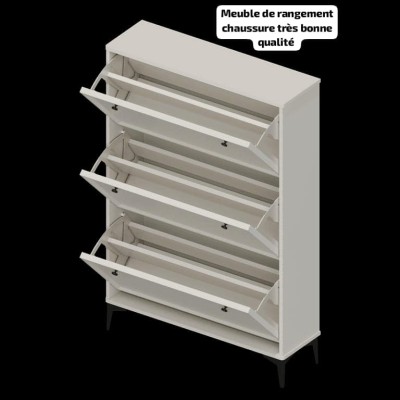 Meuble à chaussures blanc moderne à 3 tiroirs abattants