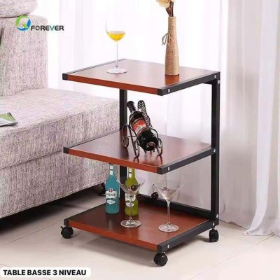 Table d’appoint roulante à 3 niveaux – Style industriel avec roulettes