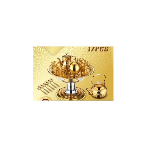 Jeu de Thé - 17 pièces-  en Acier Inoxydable – Design Moderne avec Théière