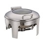 Chafing Dish Rond en Inox avec Couvercle en Verre – Maintien au Chaud Professionnel