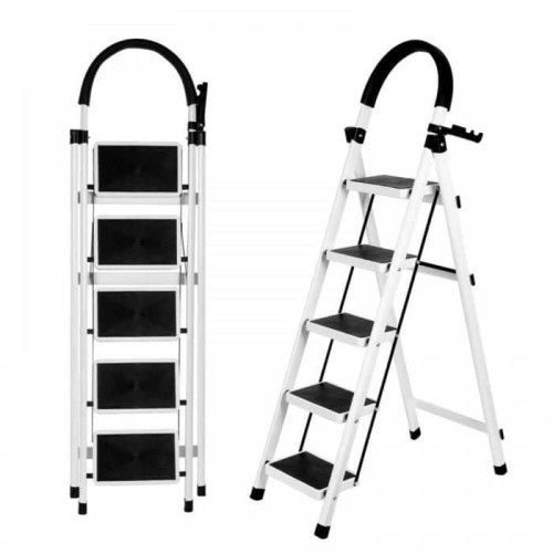 Escabeau en acier 5 marches – Stable, pliable et sécurisé