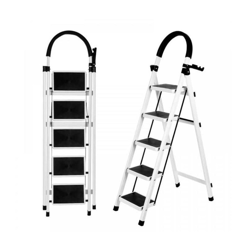 Escabeau en acier 5 marches – Stable, pliable et sécurisé