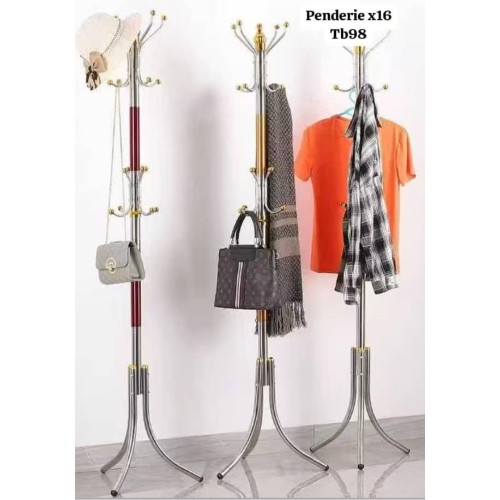 Porte-manteau sur pied en métal robuste avec 16 crochets – Stable et durable