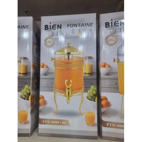 Fontaine Distributeur de Boissons 8L en Acrylique Doré avec Robinet et Support 2
