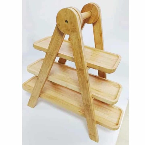 Présentoir en bambou à 3 niveaux – Plateau de service pliable 2