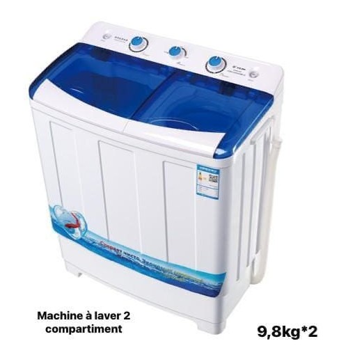 Machine à laver double bac semi-automatique 9,8 kg – Lavage et essorage séparés