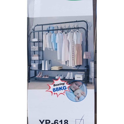 Penderie Métallique Mobile à Double Barre – Grande Capacité 88 kg avec Étagères 2