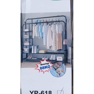Penderie Métallique Mobile à Double Barre – Grande Capacité 88 kg avec Étagères