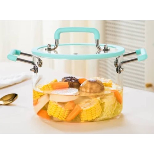 Casserole en Verre Borosilicaté 2,5L avec Couvercle – Résistante à la Chaleur