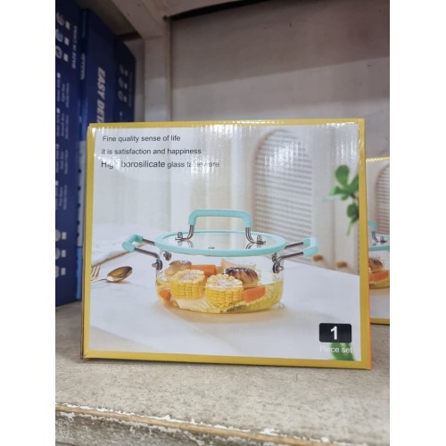 Casserole en Verre Borosilicaté 2,5L avec Couvercle – Résistante à la Chaleur 2
