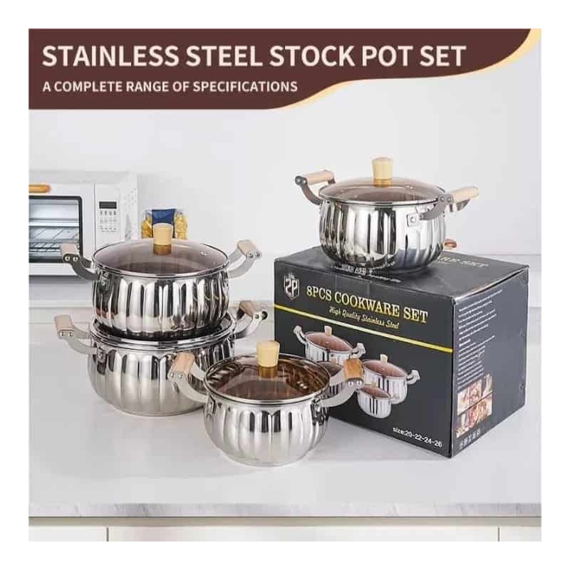 Batterie de Cuisine Inox 8 Pièces avec Couvercles – Qualité Premium
