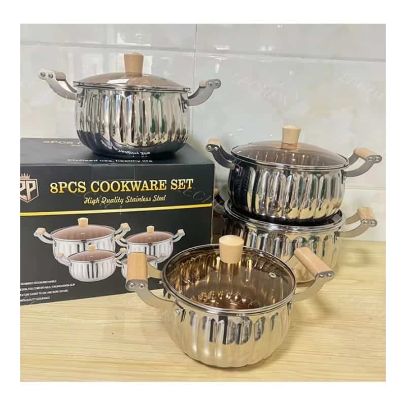 Batterie de Cuisine Inox 8 Pièces avec Couvercles – Qualité Premium