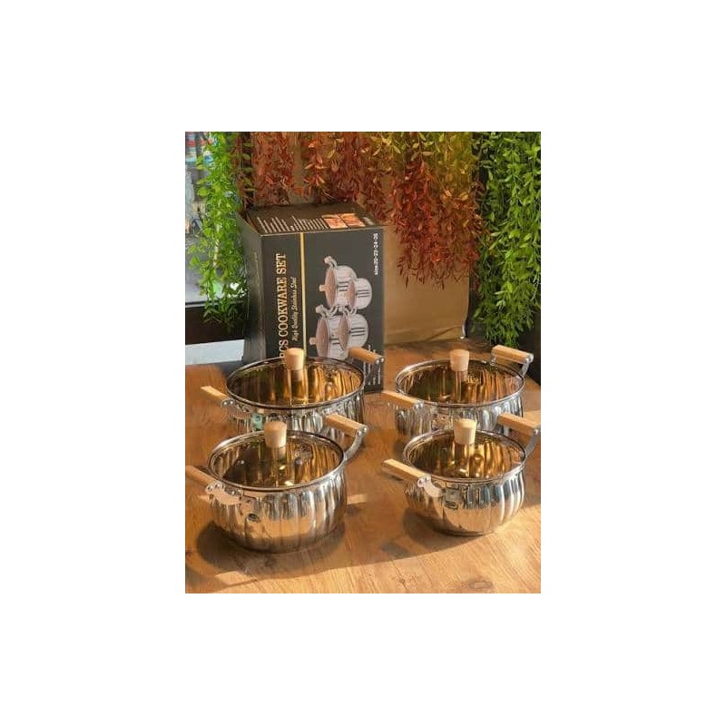 Batterie de Cuisine Inox 8 Pièces avec Couvercles – Qualité Premium