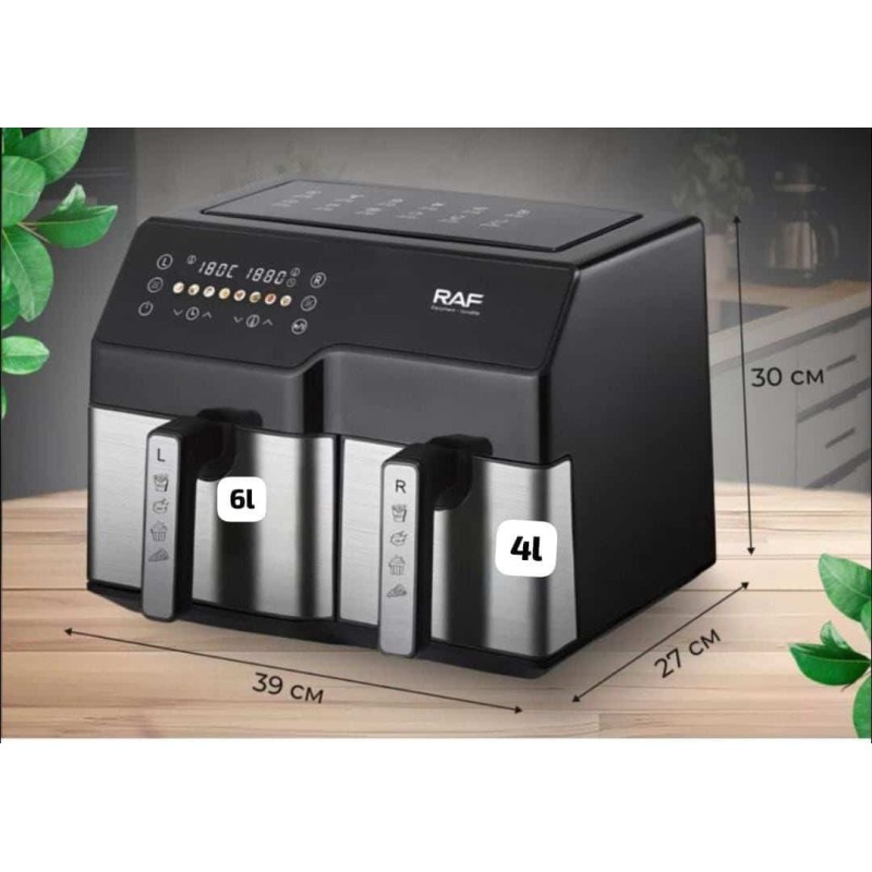 RAF Air Fryer R.5342 – Friteuse à Air Chaud 10L (6L + 4L), 2500W