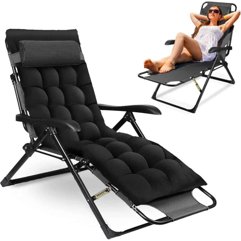 Chaise Longue de Relaxation Pliable avec Matelas – Confort Zéro Gravité