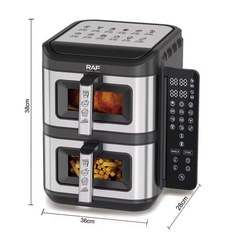 Friteuse à air double panier  12L  – 2 x 6L, 2800W, multifonction