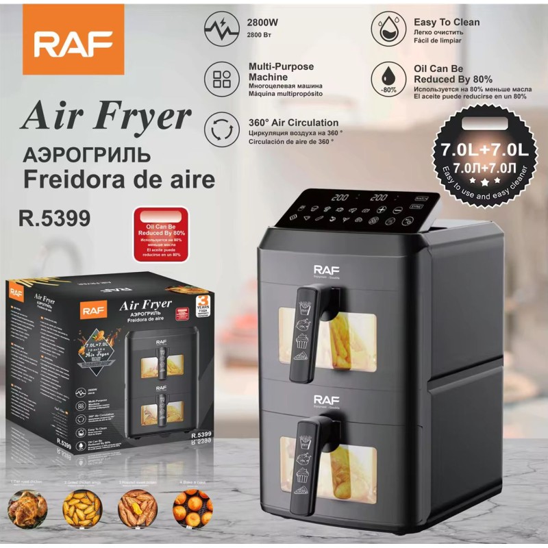 Friteuse à air double panier  12L  – 2 x 6L, 2800W, multifonction