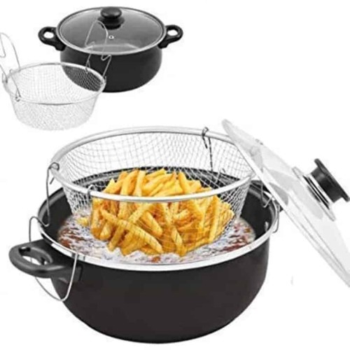 Poêle Friteuse 3-en-1 avec Couvercle – Frire, Bouillir et Cuire Vapeur