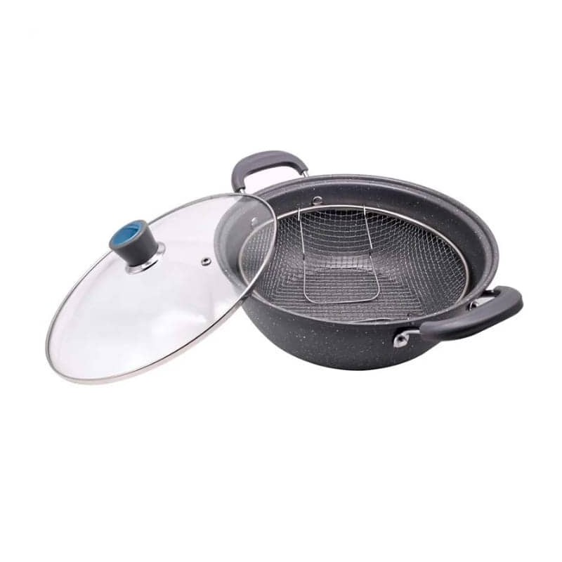 Poêle Friteuse 3-en-1 avec Couvercle – Frire, Bouillir et Cuire Vapeur