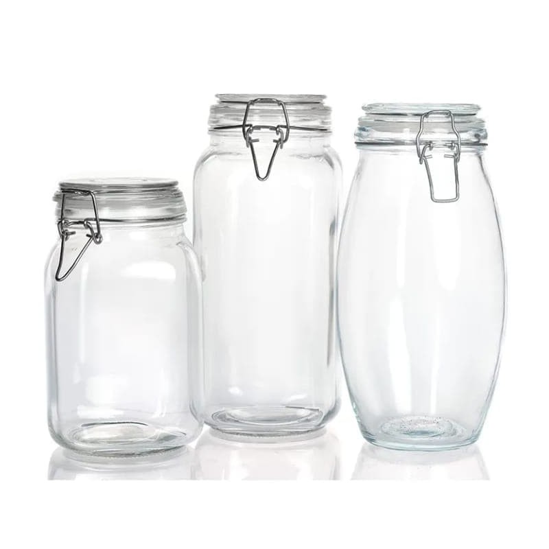 3 bocaux en verre avec fermeture à étrier – Idéal pour conserves et stockage