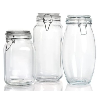 3 bocaux en verre avec fermeture à étrier – Idéal pour conserves et stockage