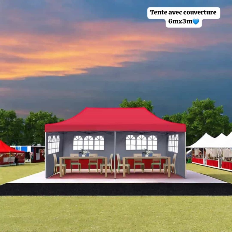 Grande tente pliante 6x3m – Robuste, étanche et facile à monter, parfaite pour vos événements extérieurs