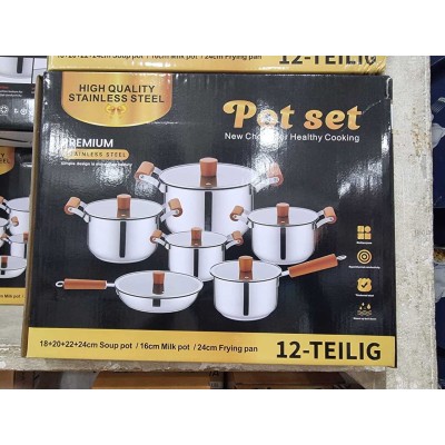 Batterie de Cuisine 12 Pièces en Acier Inoxydable – Casseroles Premium Durables