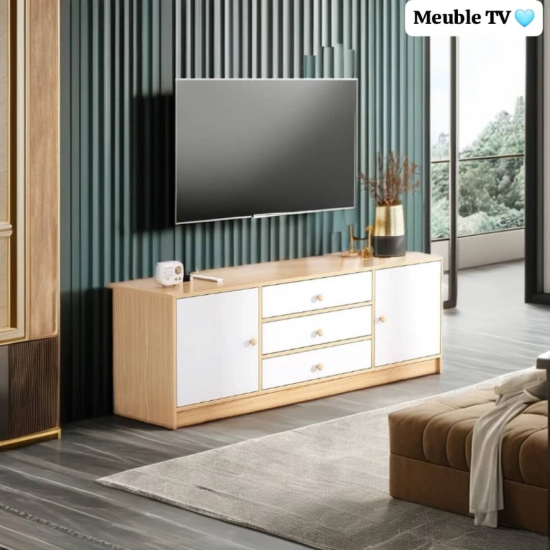 Meuble TV moderne avec étagère  de Rangement 1.40M