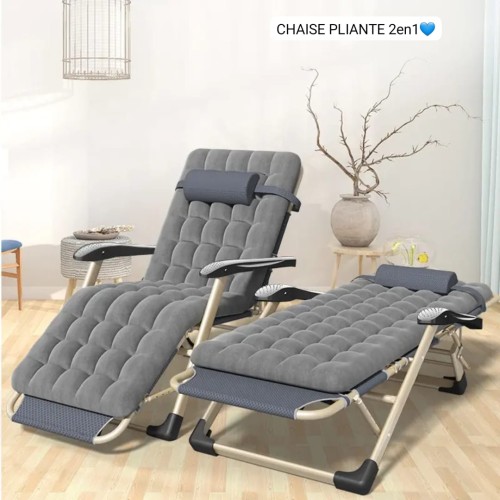Fauteuil Inclinable Pliable 5 Positions – Chaise Longue de Camping avec Matelas Confortable