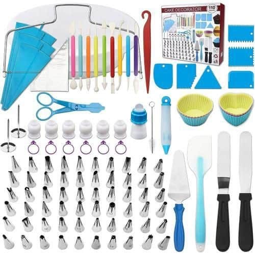 Kit Complet de Décoration de Gâteaux 110 Pièces – Douilles, Poches à Douille, Spatules et Accessoires de Pâtisserie