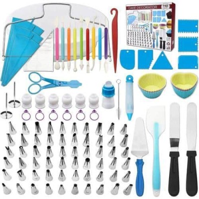 Kit Complet de Décoration de Gâteaux 110 Pièces – Douilles, Poches à Douille, Spatules et Accessoires de Pâtisserie