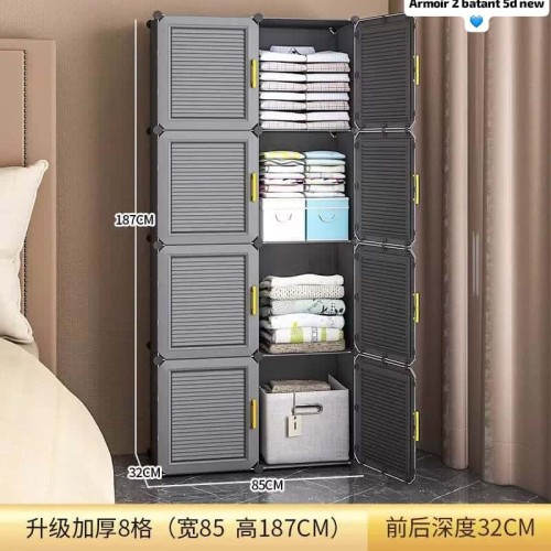 Armoire de rangement modulable en plastique – 8 compartiments