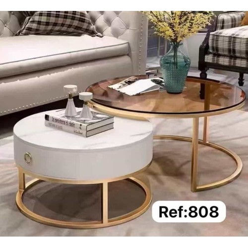 Tables Basses Gigognes 2-en-1 Design Luxe avec Rangement
