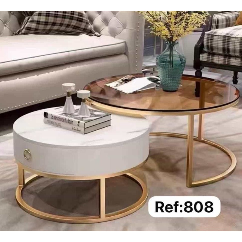 Tables Basses Gigognes 2-en-1 Design Luxe avec Rangement