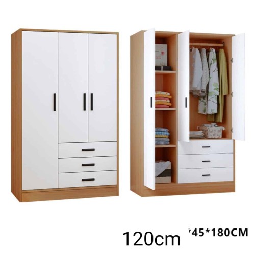 Armoire Moderne 3 Portes avec 3 Tiroirs et Penderie