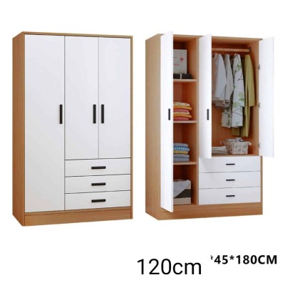 Armoire Moderne 3 Portes avec 3 Tiroirs et Penderie