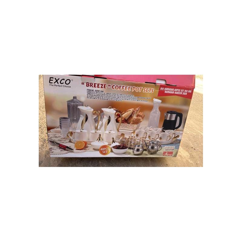 Service à Thé et Café Exco Breeze 40 Pièces – Design Doré Élégant