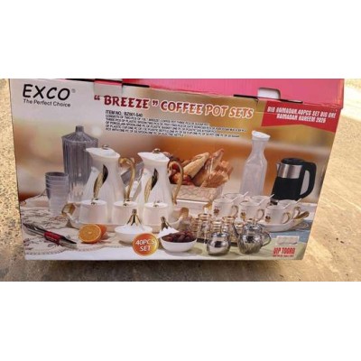 Service à Thé et Café Exco Breeze 40 Pièces – Design Doré Élégant