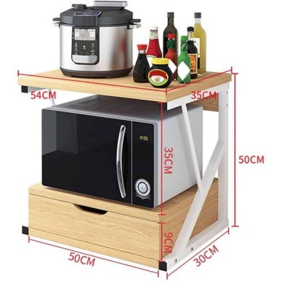 Étagère de Rangement Micro-ondes Industrielle – 2 Niveaux avec Tiroir