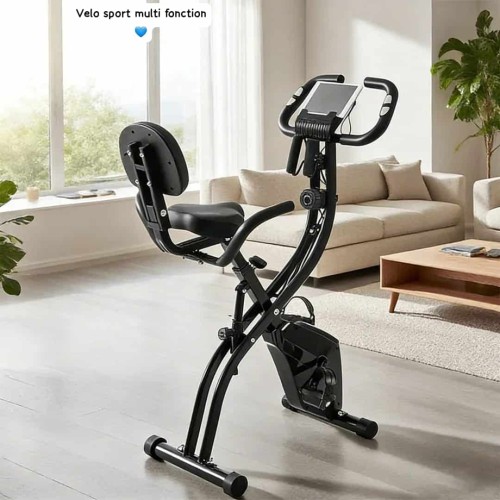 Vélo d’Appartement Fitness Pliable 2-en-1 avec Dossier et Écran LCD 2